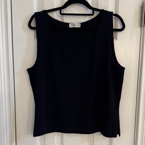 St. John Sport Black Sleeveless Top w/ Cut- Outs on Front & SJ Logo on Back